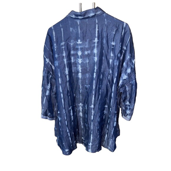 Laurie Felt Women Top 2X Easy Tencel Blue Roll Tab Sleeve Button Up - Picture 8 of 8